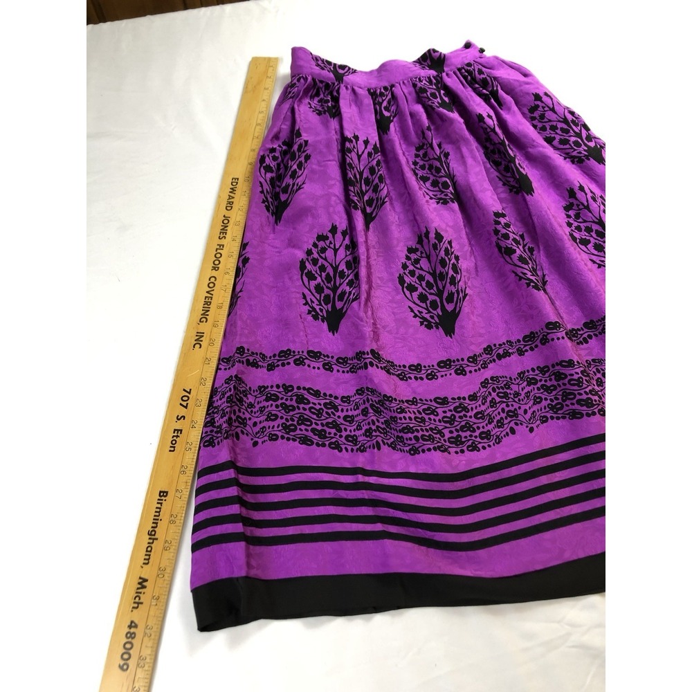 Vintage Mary McFadden for Jack Mulqueen Silk Blouse Skirt Set Purple Black Sz 8 - Picture 10 of 12